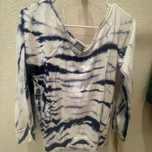 MP Sport Navy Tie-Dye Off the Shoulder Sweatshirt - Medium NWT!